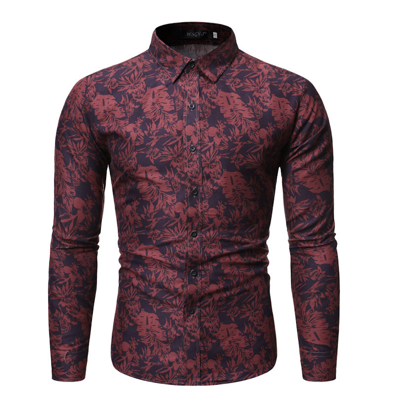 Casual Long-sleeved Printed Shirt European And American Men's