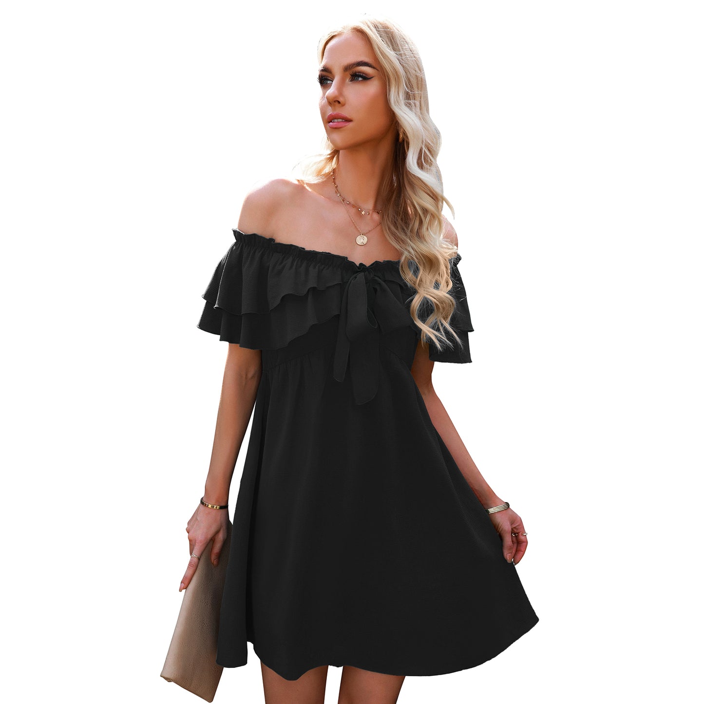Women's European And America One Shoulder Dress Short Skirt