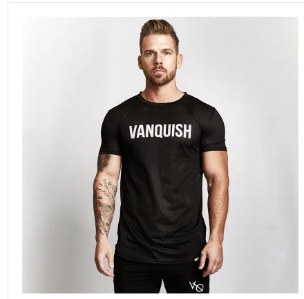 Verano seccin Delgada de fitness T-shirt masculino El stico transpirable Cuello Redondo de manga corta camiseta de baloncesto de Moda casual marea