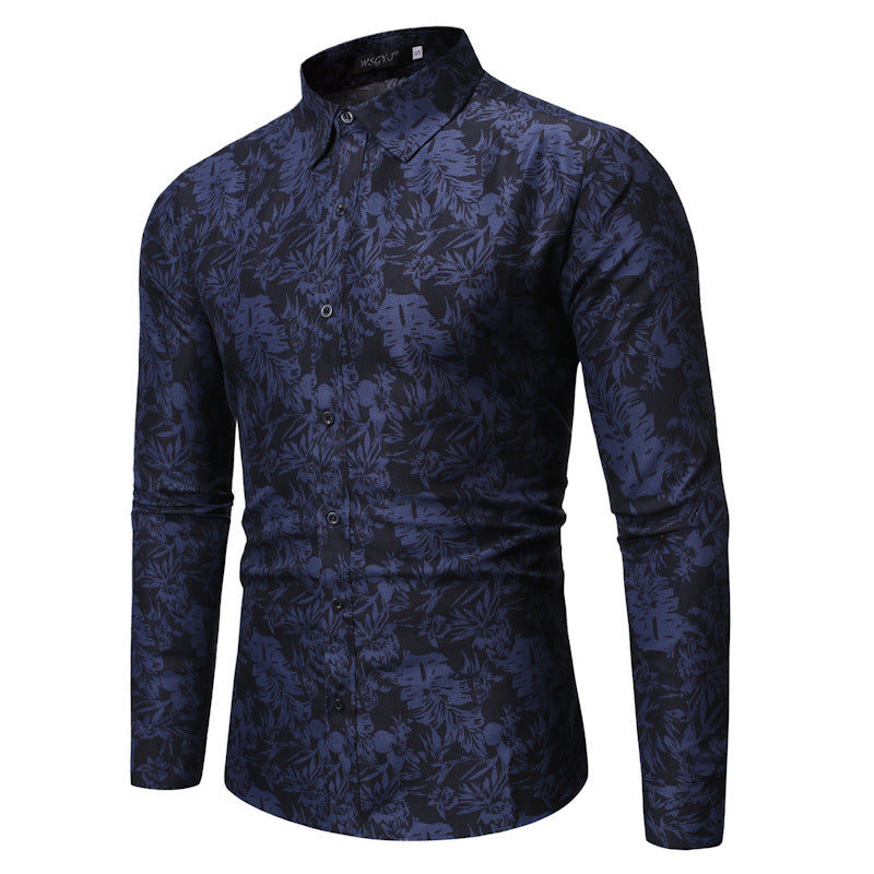 Casual Long-sleeved Printed Shirt European And American Men's