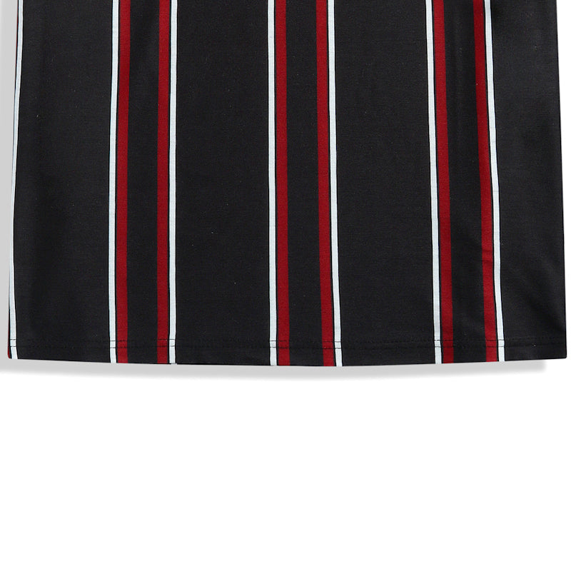 Camiseta de Color contrastante para hombre, camisa informal de verano con cuello redondo de manga corta a rayas verticales, ropa deportiva para hombre