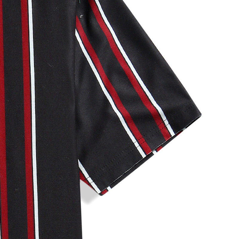 Camiseta de Color contrastante para hombre, camisa informal de verano con cuello redondo de manga corta a rayas verticales, ropa deportiva para hombre