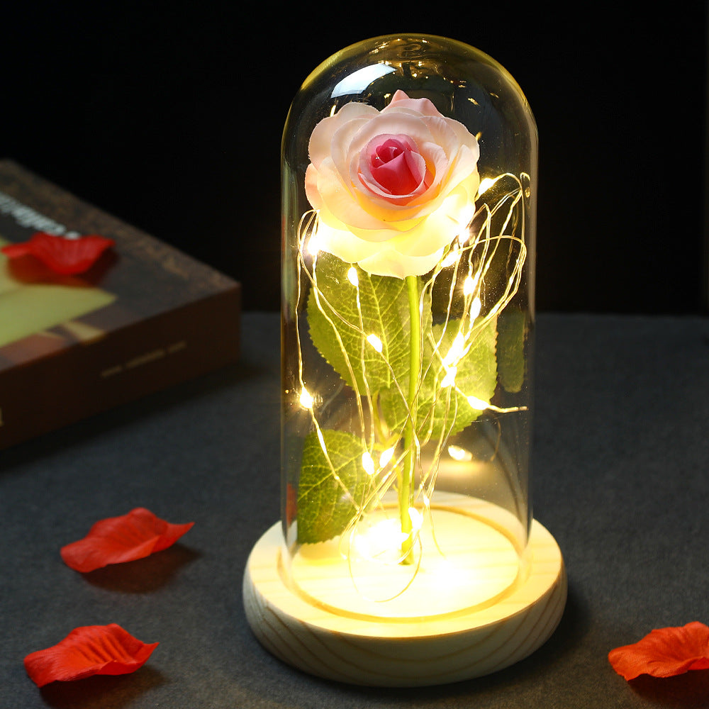 Glass Shade Rose Lamp