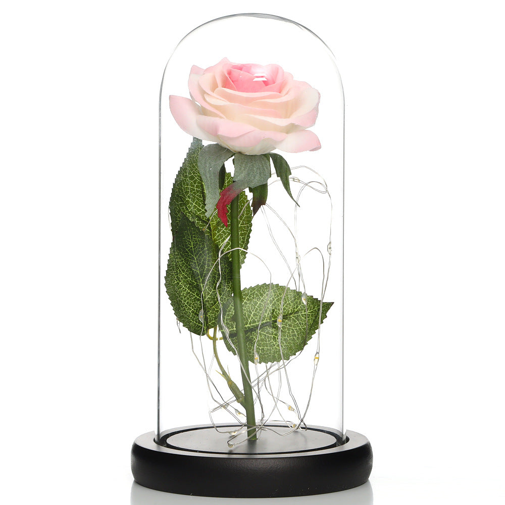 Glass Shade Rose Lamp