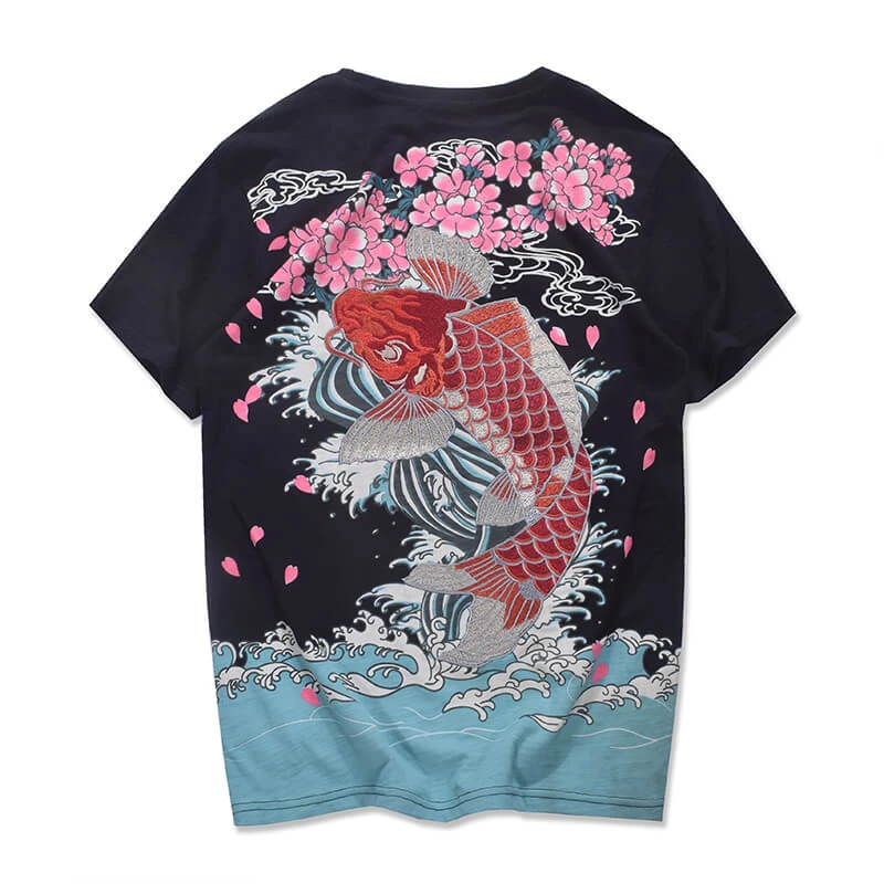 Embroidered carp T-shirt