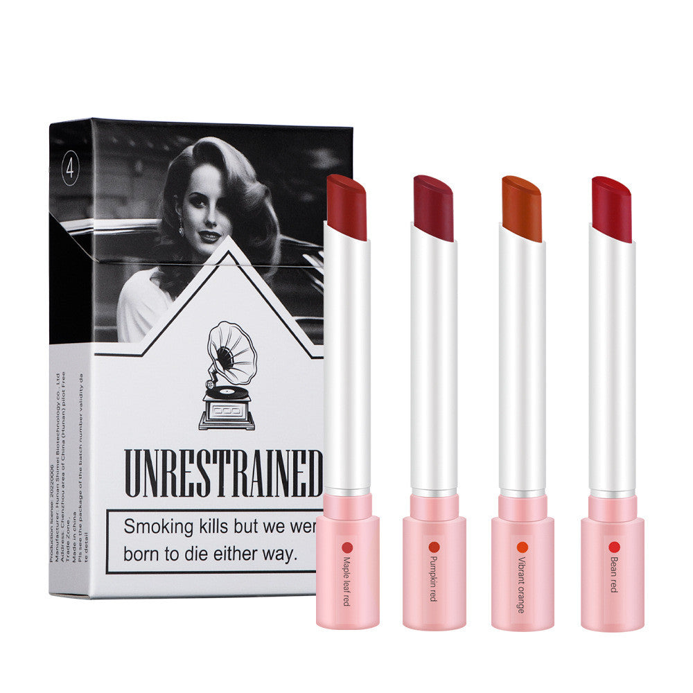 Creative Cigarette Lipstick Set 4 Colors Matte Long Lasting Waterproof Matt Lip Stick Tube Nude Red Lips Makeup