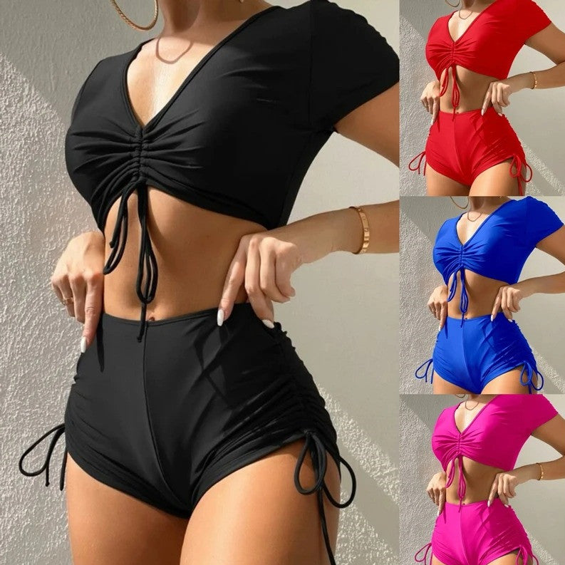 Lady Lace-up Bow Swimsuit Suit