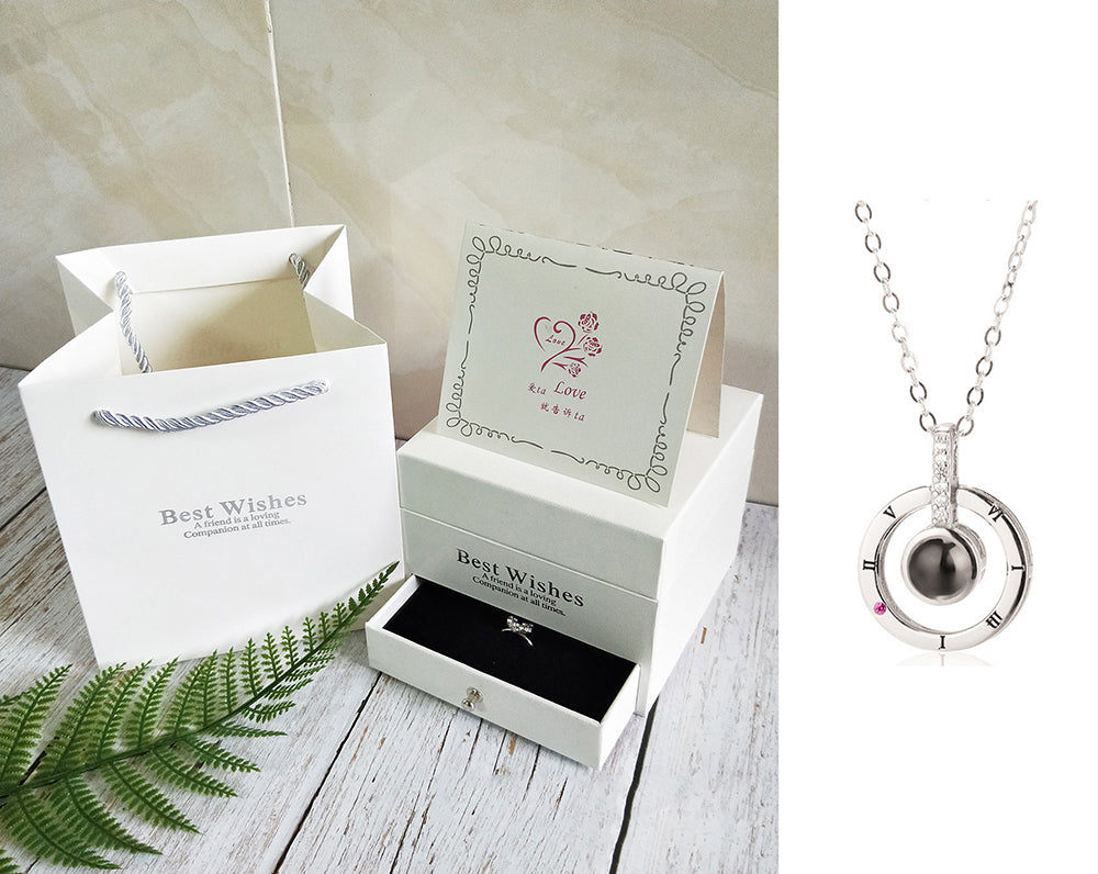 Coffret Cadeau Collier Rose, Cadeau Parfait Pour La Saint-Valentin