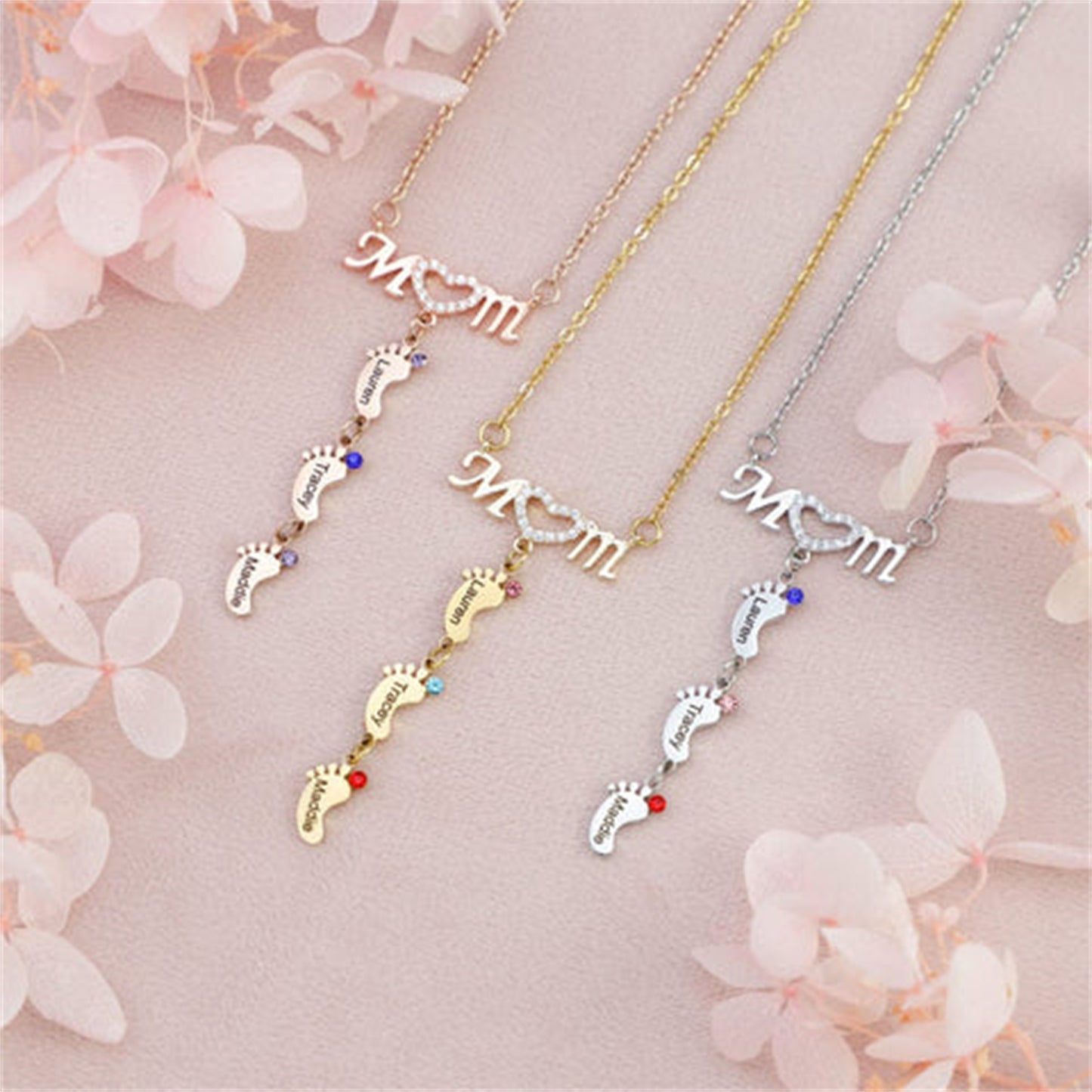 Mother's Day MOM Foot Personalized Necklace