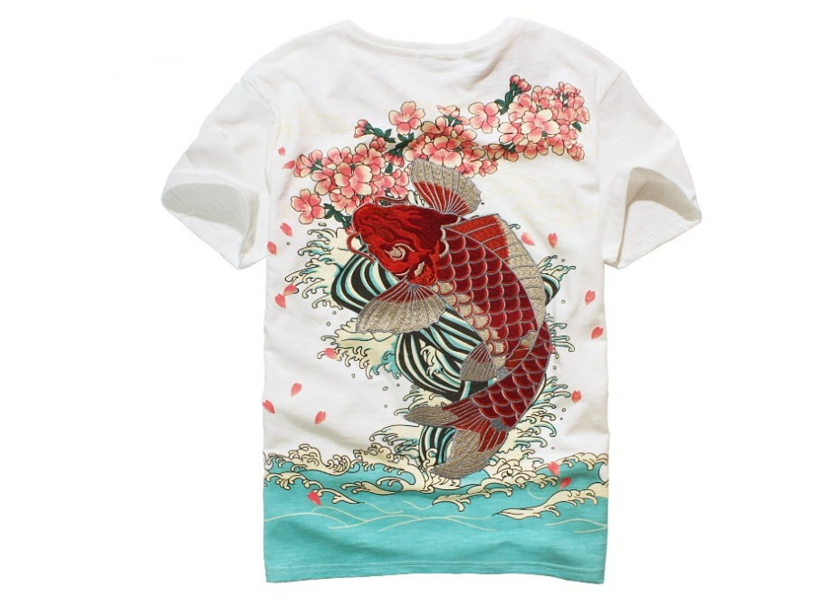 Embroidered carp T-shirt