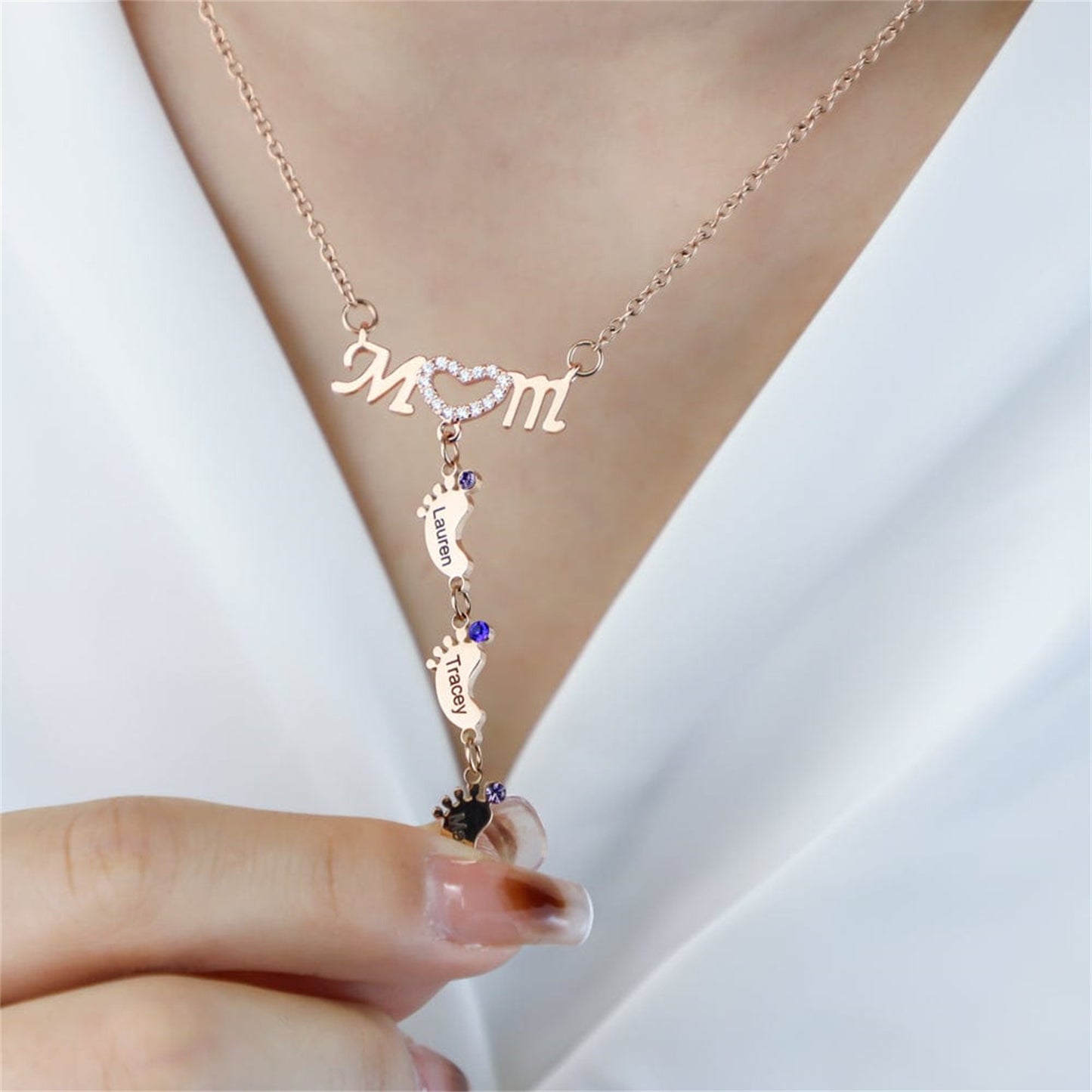 Mother's Day MOM Foot Personalized Necklace