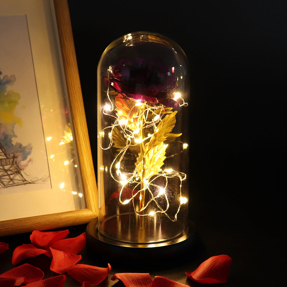 Glass Shade Rose Lamp